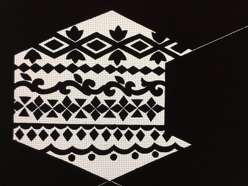 Japanese Katagami Kimono Pattern Stencil Katazome Hexagon Flower Shape C269