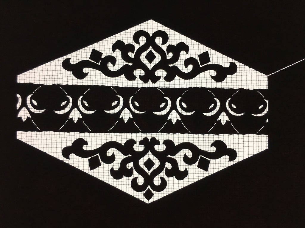 Japanese Katagami Kimono Pattern Stencil Katazome Hexagon Flower Shape C269