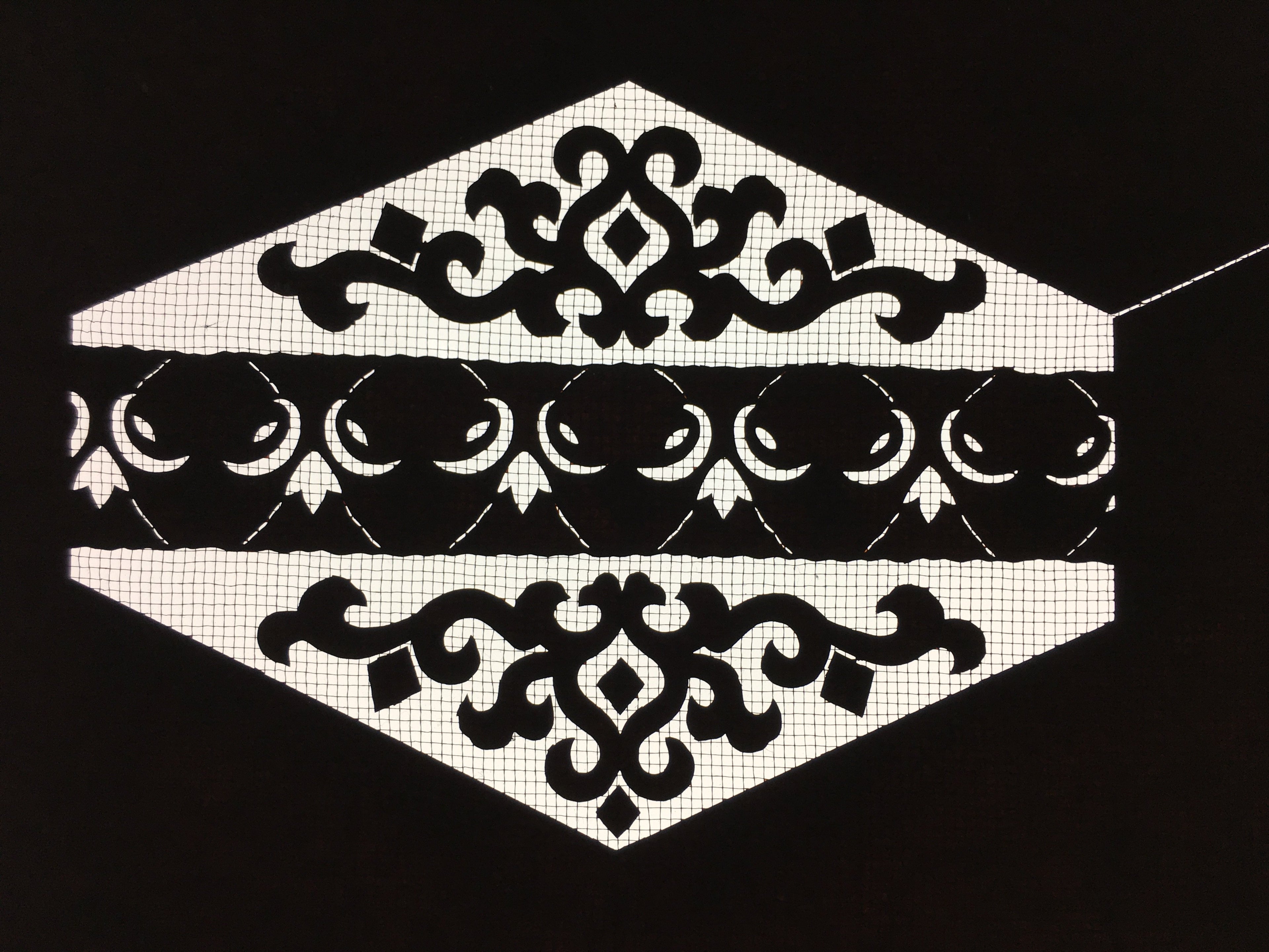 Japanese Katagami Kimono Pattern Stencil Katazome Hexagon Flower Shape C269