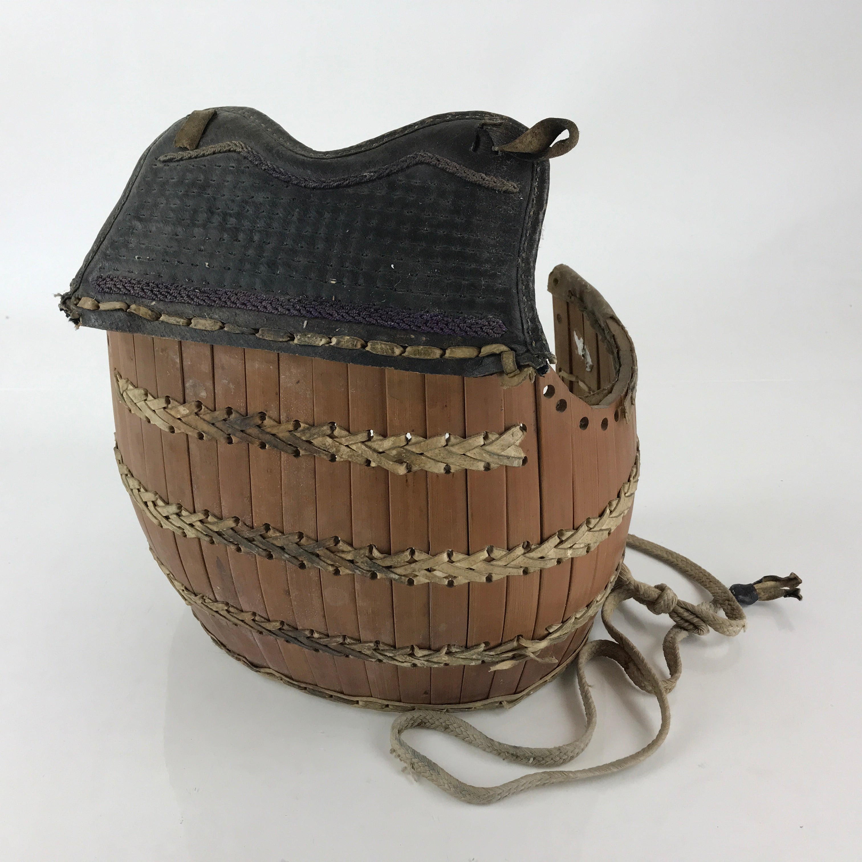 Japanese Kendo Equipment Bamboo Takedo Armor Bogu Leather Vtg Brown JK497