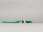 Japanese Key Chain Vtg Green Tassel Braid Porcelain Ball Pine Tree Sun JK84
