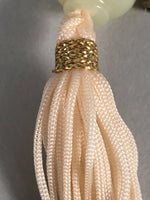 Japanese Key Chain Vtg Off-White Beige Tassel Braid Gourd Stone JK85