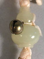 Japanese Key Chain Vtg Off-White Beige Tassel Braid Gourd Stone JK85