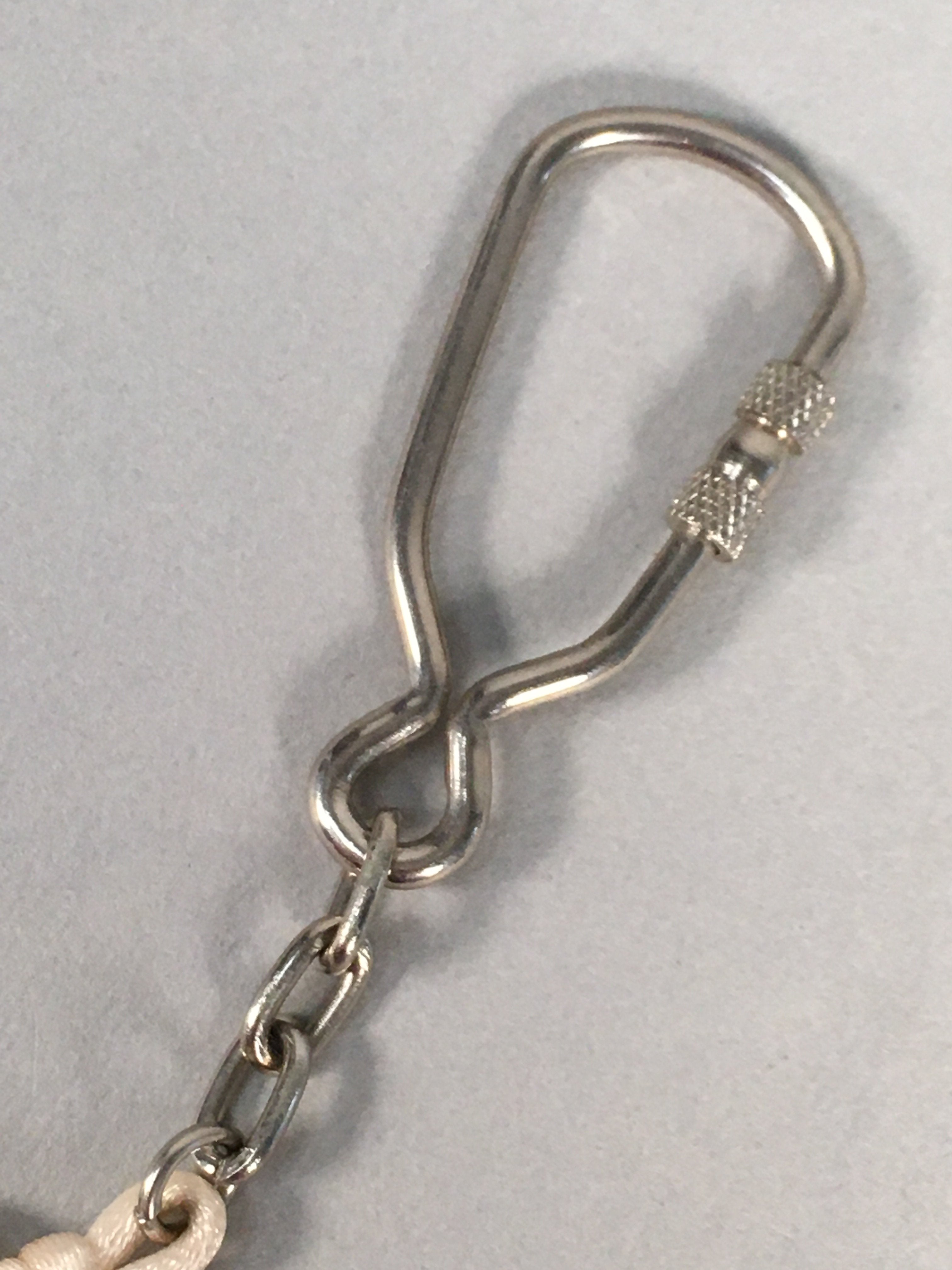 Japanese Key Chain Vtg Off-White Beige Tassel Braid Gourd Stone 