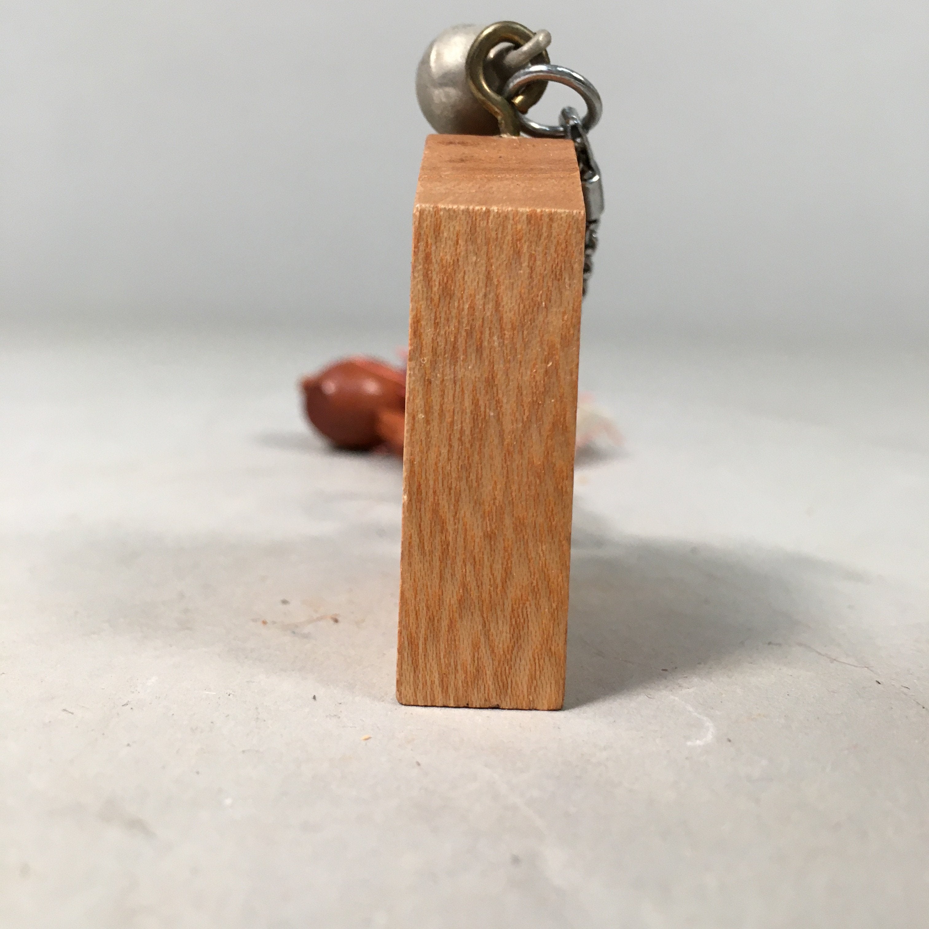 Japanese Key Chain Vtg Wooden Amulet Pass Lucky Hammer Gero KF423