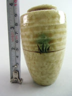 Japanese Ki Seto ware Mini Flower Vase Vtg Pottery Beige Green Ikebana MFV43