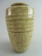 Japanese Ki Seto ware Mini Flower Vase Vtg Pottery Beige Green Ikebana MFV43