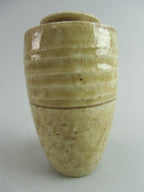Japanese Ki Seto ware Mini Flower Vase Vtg Pottery Beige Green Ikebana MFV43