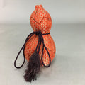 Japanese Kimekomi Doll Vtg Ningyo Gourd Wood Fabric Red Gold KF301