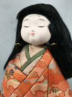 Japanese Kimekomi Doll Vtg Ningyo Kimono Wood Fabric Girl Okimono ID359