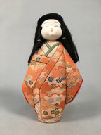 Japanese Kimekomi Doll Vtg Ningyo Kimono Wood Fabric Girl Okimono ID359