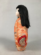 Japanese Kimekomi Doll Vtg Ningyo Kimono Wood Fabric Girl Okimono ID359