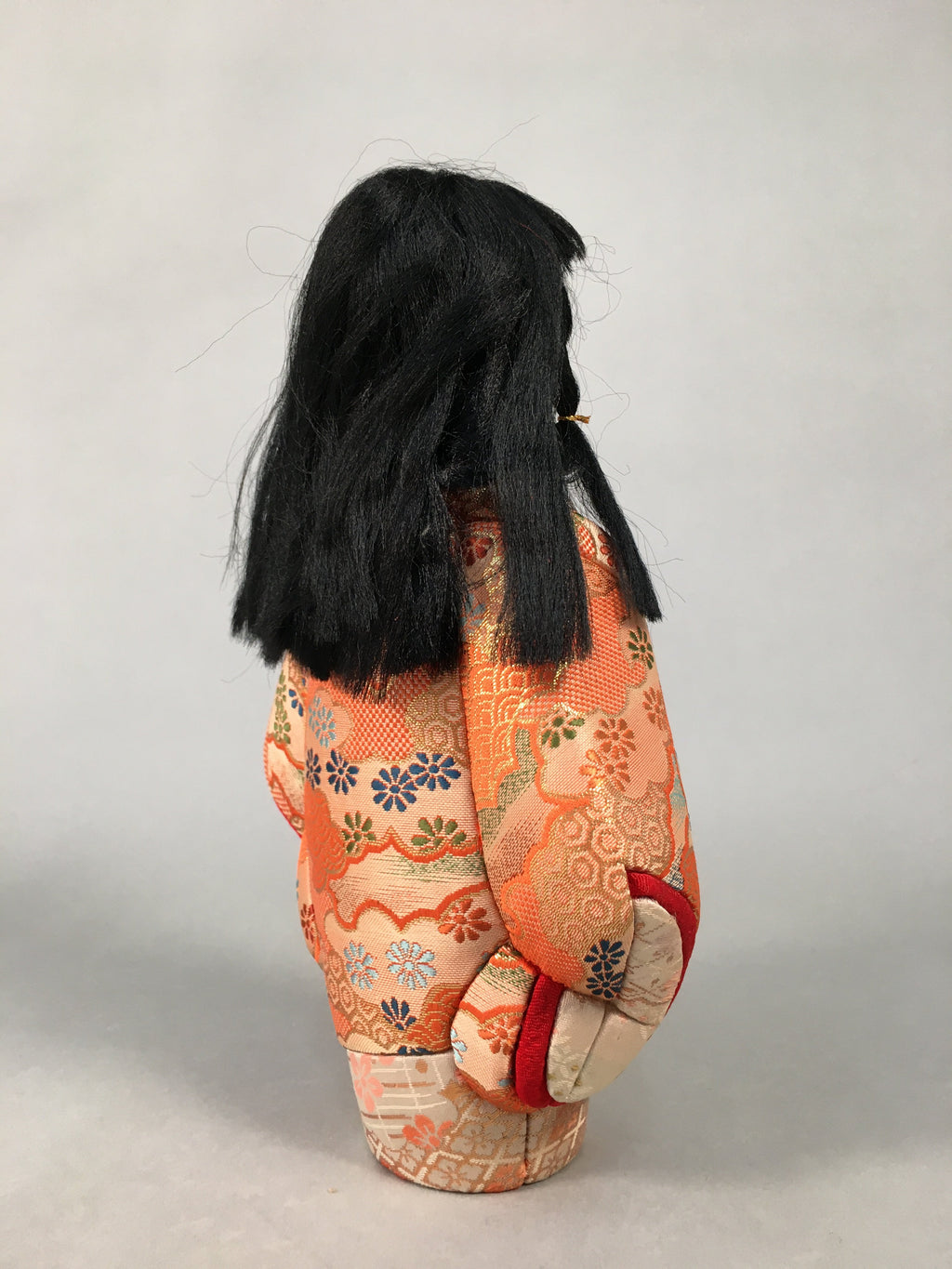 Japanese Kimekomi Doll Vtg Ningyo Kimono Wood Fabric Girl Okimono ID359