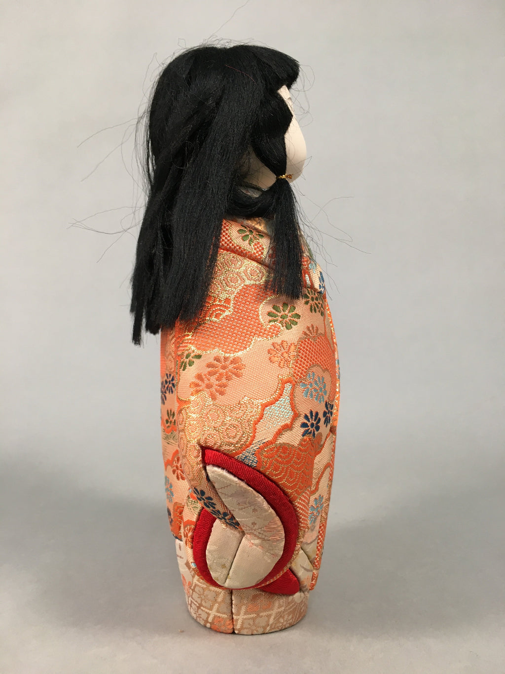 Japanese Kimekomi Doll Vtg Ningyo Kimono Wood Fabric Girl Okimono ID359