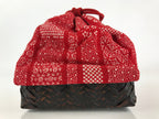 Japanese Kimono Cloth Bamboo Drawstring Bag Vtg Pouch Kago Kinchaku-Bukuro KB55
