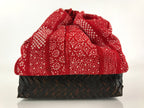 Japanese Kimono Cloth Bamboo Drawstring Bag Vtg Pouch Kago Kinchaku-Bukuro KB55