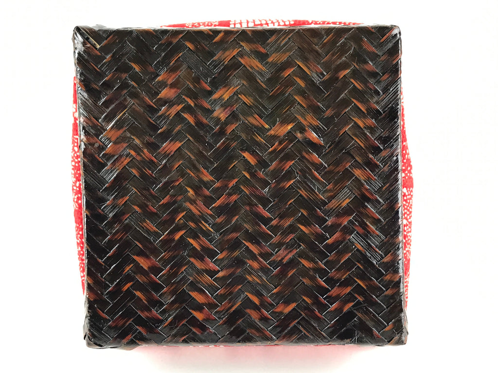 Japanese Kimono Cloth Bamboo Drawstring Bag Vtg Pouch Kago Kinchaku-Bukuro KB55