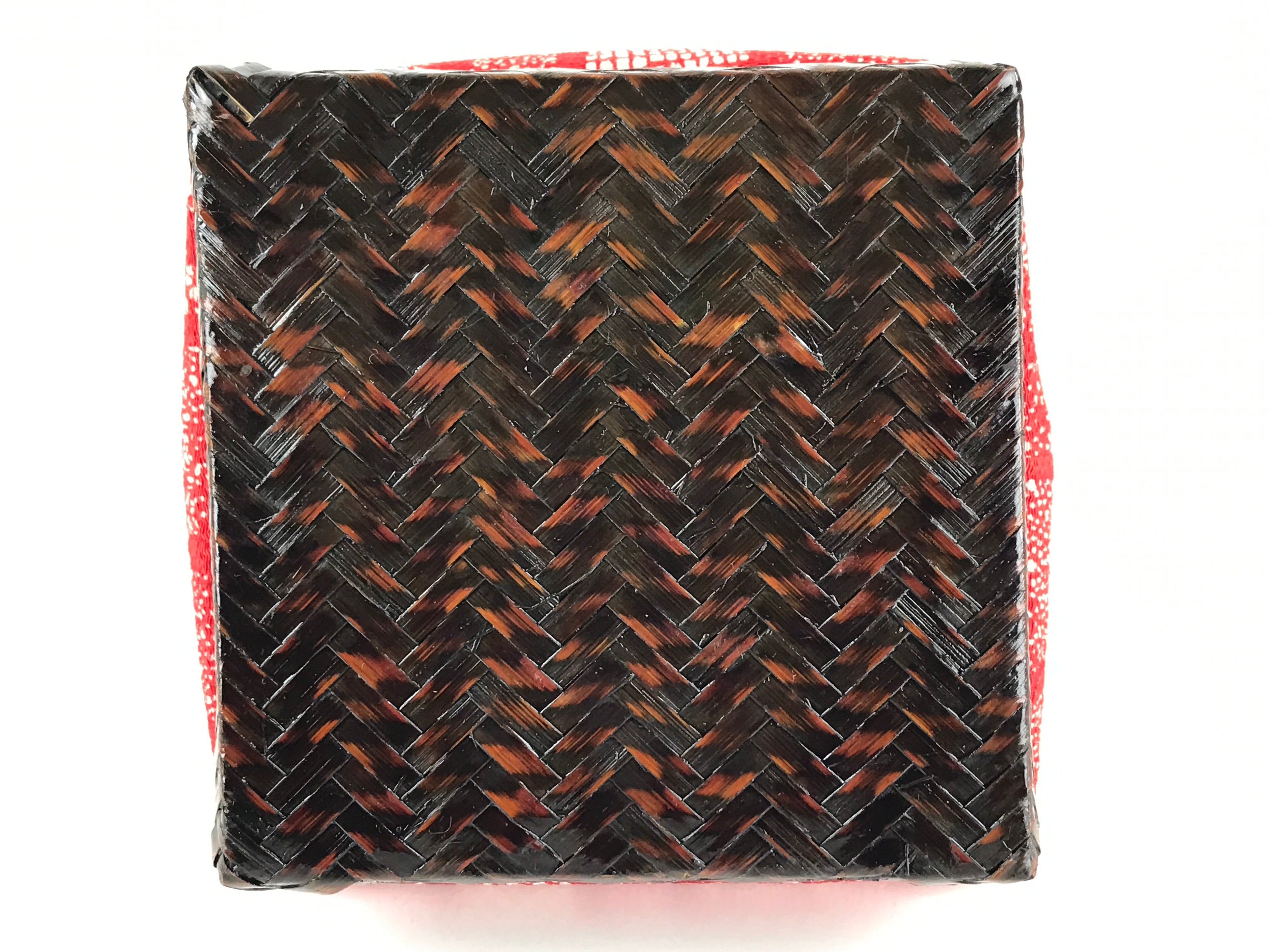 Japanese Kimono Cloth Bamboo Drawstring Bag Vtg Pouch Kago Kinchaku-Bukuro KB55