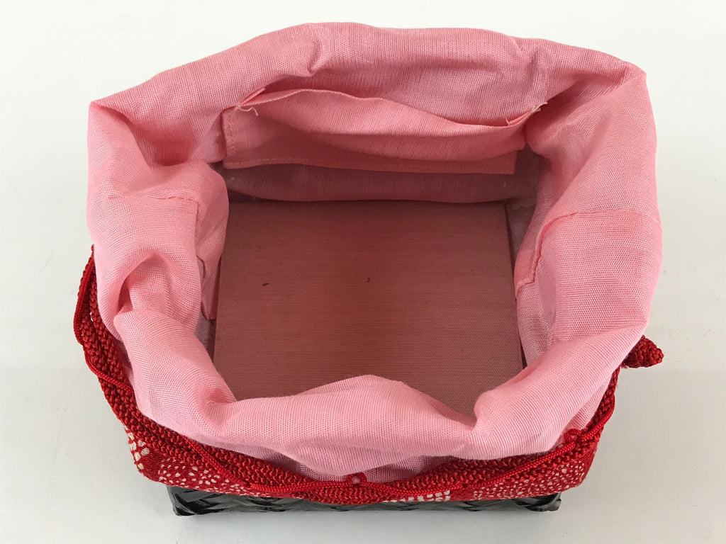 Japanese Kimono Cloth Bamboo Drawstring Bag Vtg Pouch Kago Kinchaku-Bukuro KB55