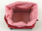 Japanese Kimono Cloth Bamboo Drawstring Bag Vtg Pouch Kago Kinchaku-Bukuro KB55
