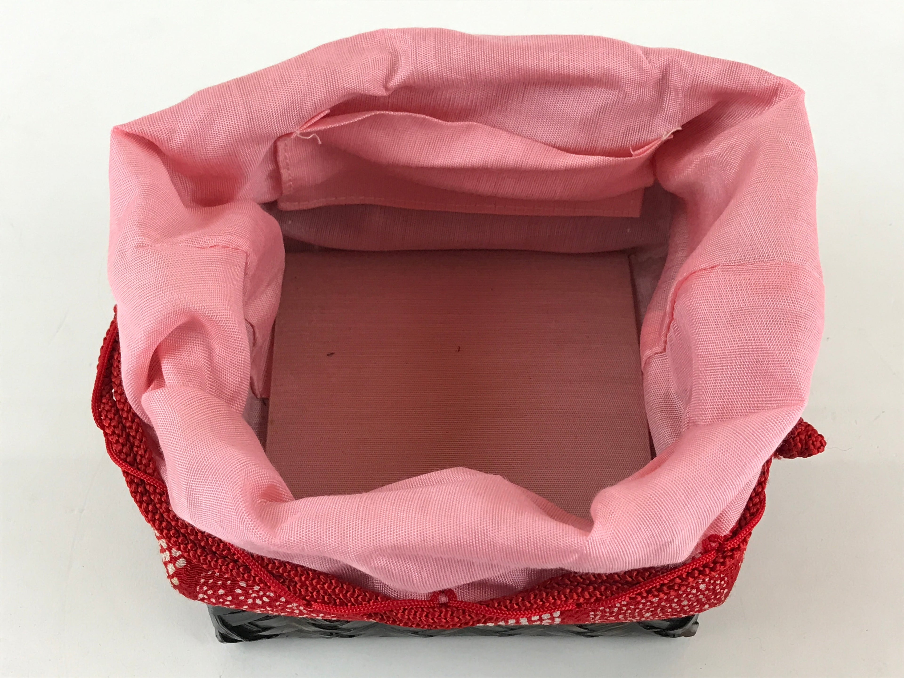 Japanese Kimono Cloth Bamboo Drawstring Bag Vtg Pouch Kago Kinchaku-Bukuro KB55