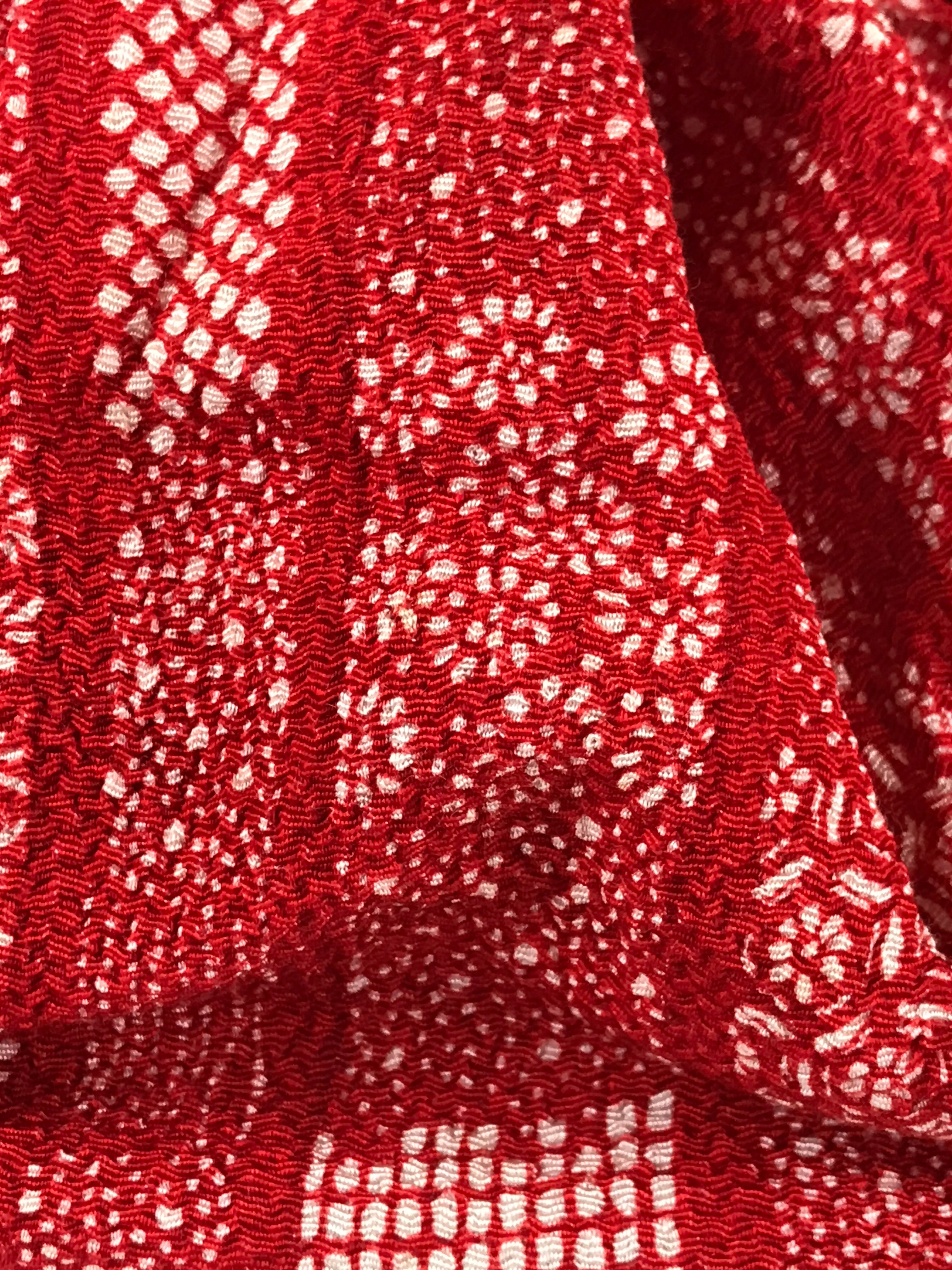 Japanese Kimono Cloth Bamboo Drawstring Bag Vtg Pouch Kago Kinchaku-Bukuro KB55
