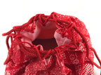 Japanese Kimono Cloth Bamboo Drawstring Bag Vtg Pouch Kago Kinchaku-Bukuro KB55