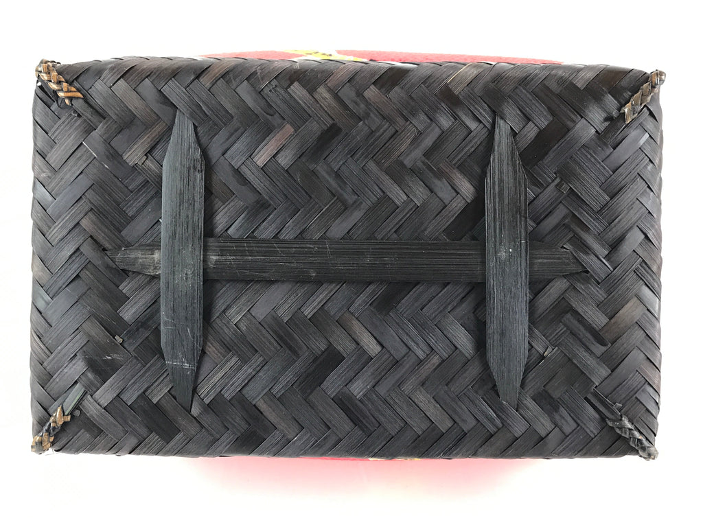 Japanese Kimono Cloth Bamboo Drawstring Bag Vtg Pouch Kago Kinchaku-Bukuro KB56