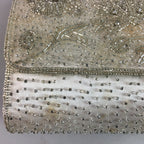 Japanese Kimono Clutch Bag Fabric Silver Beads Floral Design Purse Mirror KB7