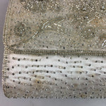 Japanese Kimono Clutch Bag Fabric Silver Beads Floral Design Purse Mirror KB7