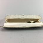 Japanese Kimono Clutch Bag Fabric Silver Beads Floral Design Purse Mirror KB7
