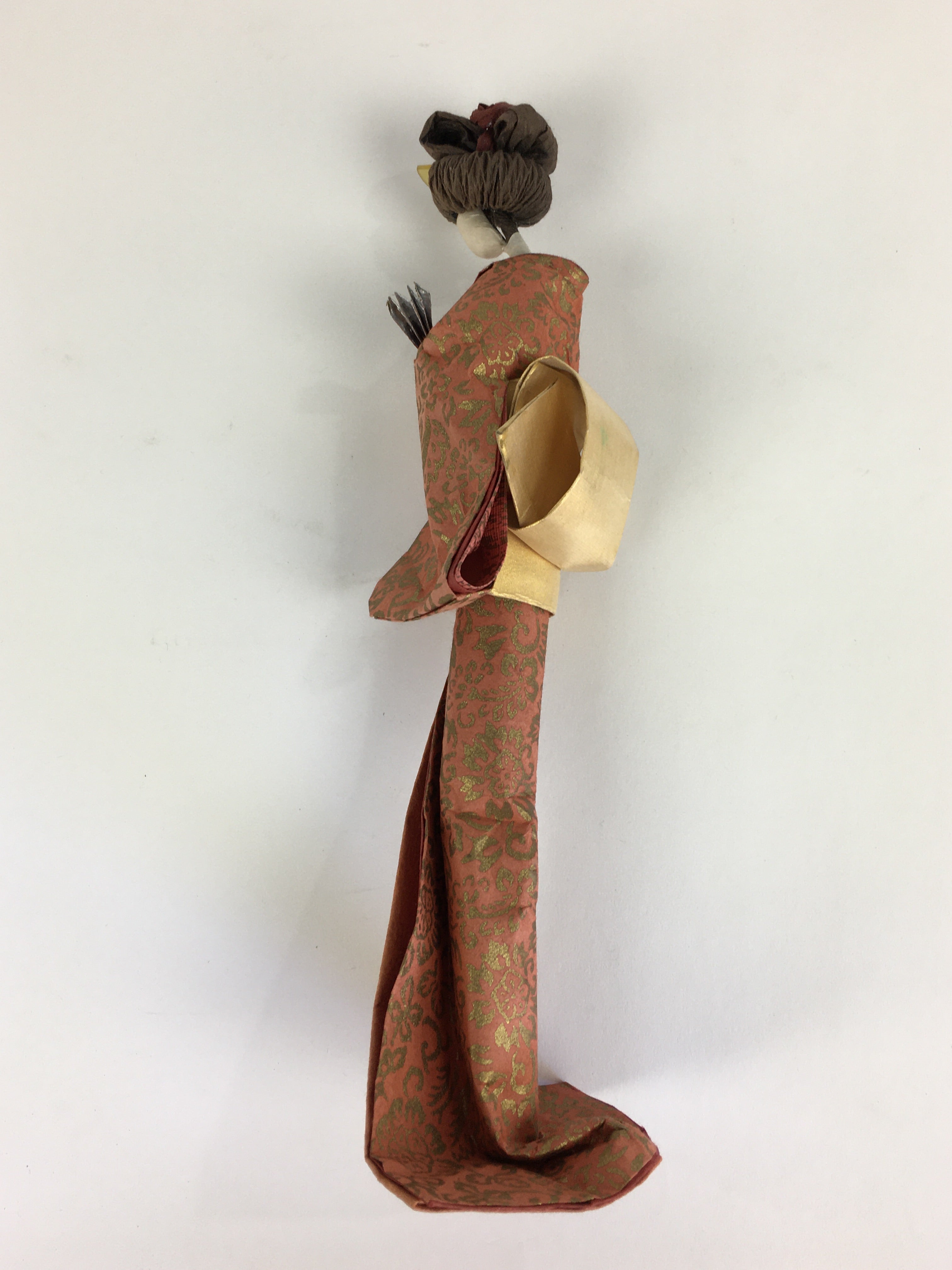 Japanese Kimono Girl Doll Vtg Figurine Handmade Paper Craft Decoration BD800