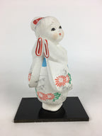 Japanese Kimono Girl Statue Vtg White Plaster Figurine Okimono Doll White BD792