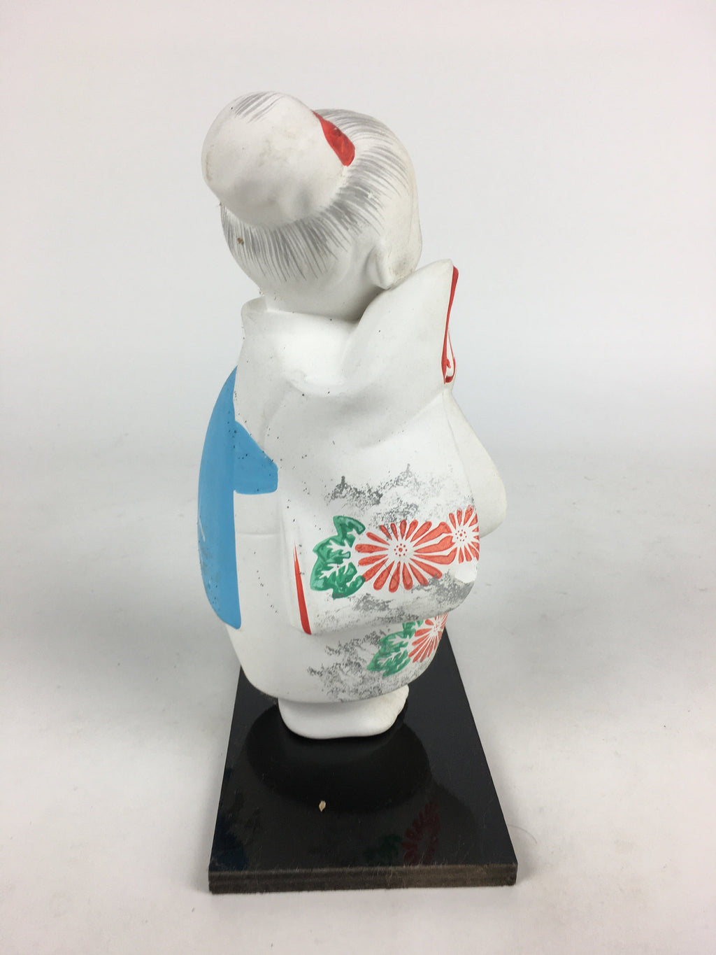 Japanese Kimono Girl Statue Vtg White Plaster Figurine Okimono Doll White BD792
