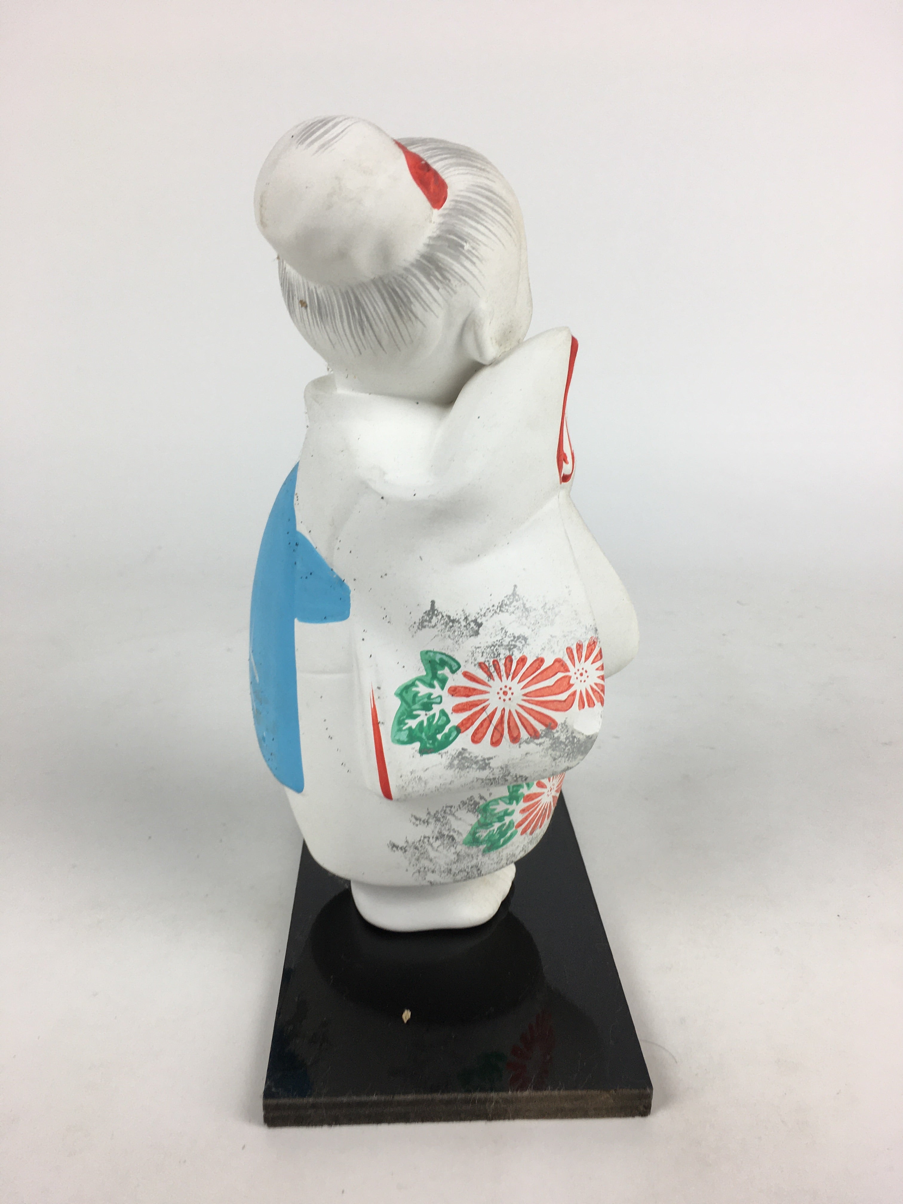 Japanese Kimono Girl Statue Vtg White Plaster Figurine Okimono Doll White BD792