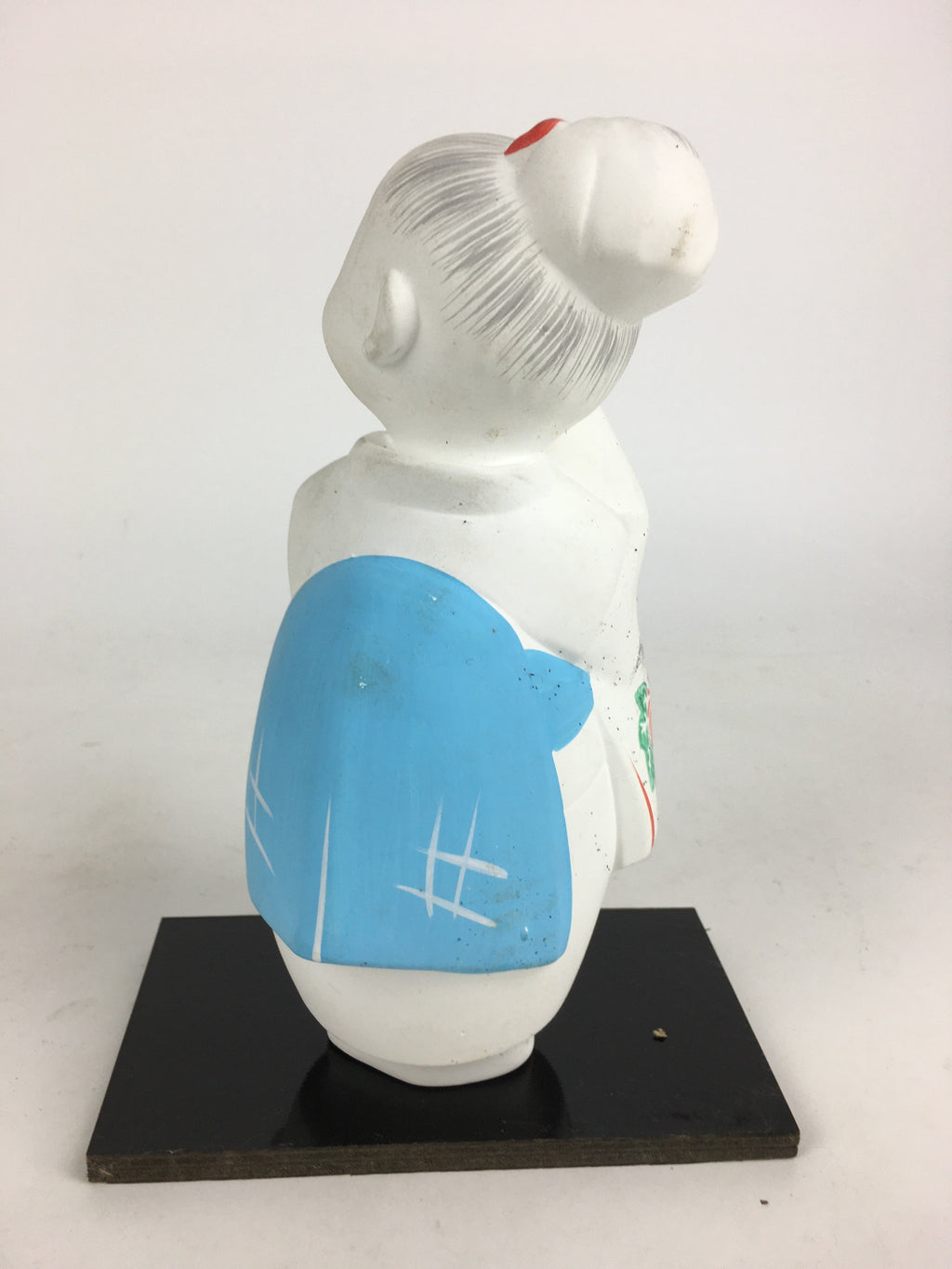 Japanese Kimono Girl Statue Vtg White Plaster Figurine Okimono Doll White BD792