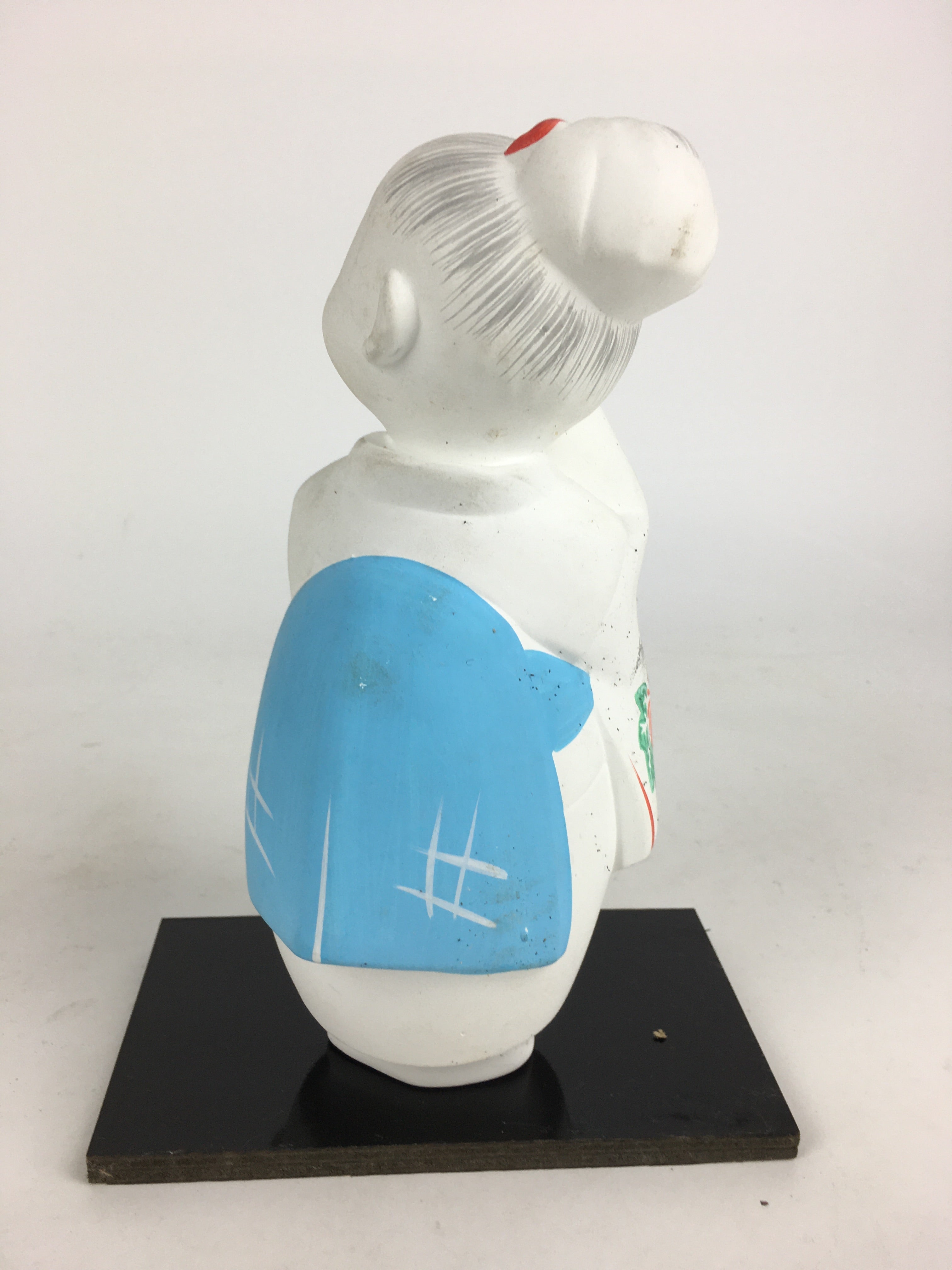 Japanese Kimono Girl Statue Vtg White Plaster Figurine Okimono Doll White BD792