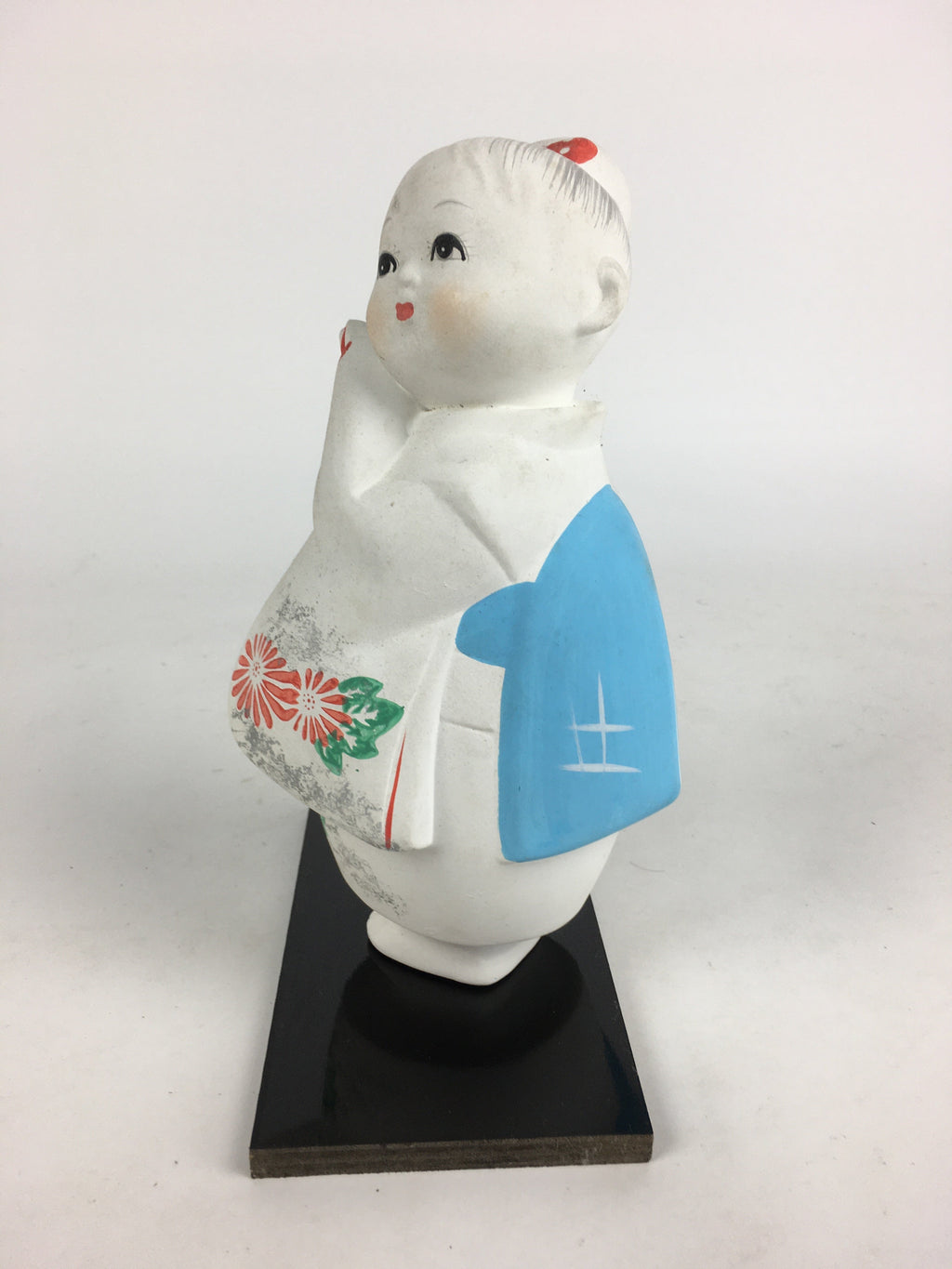 Japanese Kimono Girl Statue Vtg White Plaster Figurine Okimono Doll White BD792