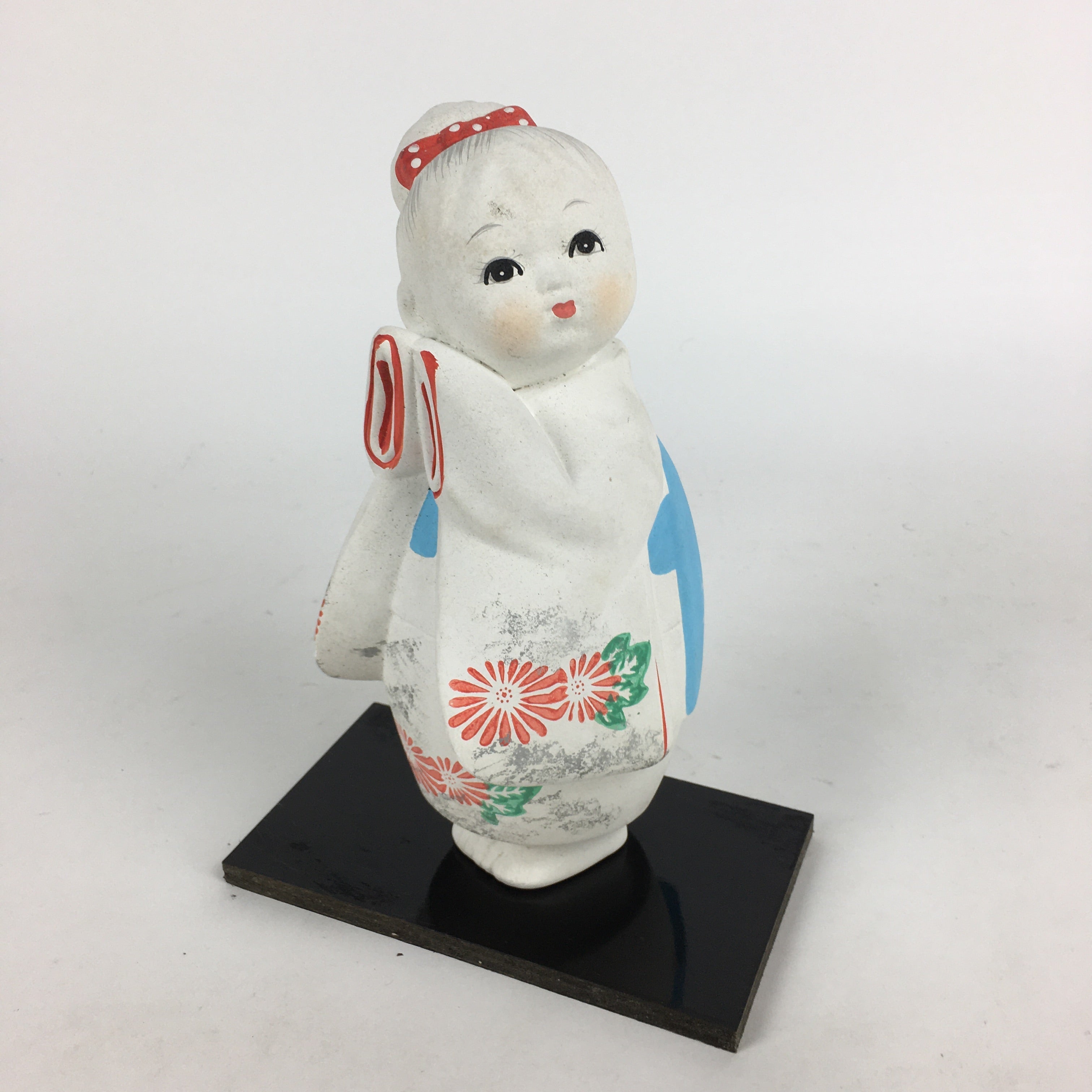 Japanese Kimono Girl Statue Vtg White Plaster Figurine Okimono Doll White BD792