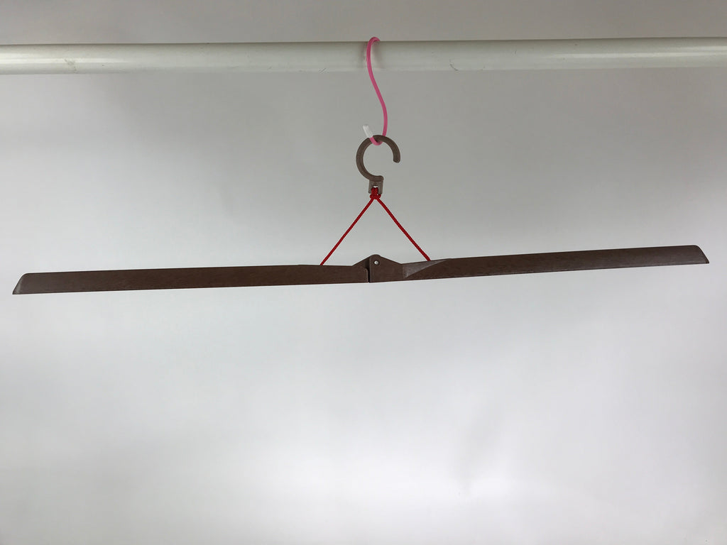 Japanese Kimono Hanger Emonkake Vtg Plastic Foldable Wide Brown Wasou JK437