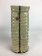 Japanese Kiseto ware Hanao Ceramic Flower Vase Vtg Green Line Kabin Box PX545