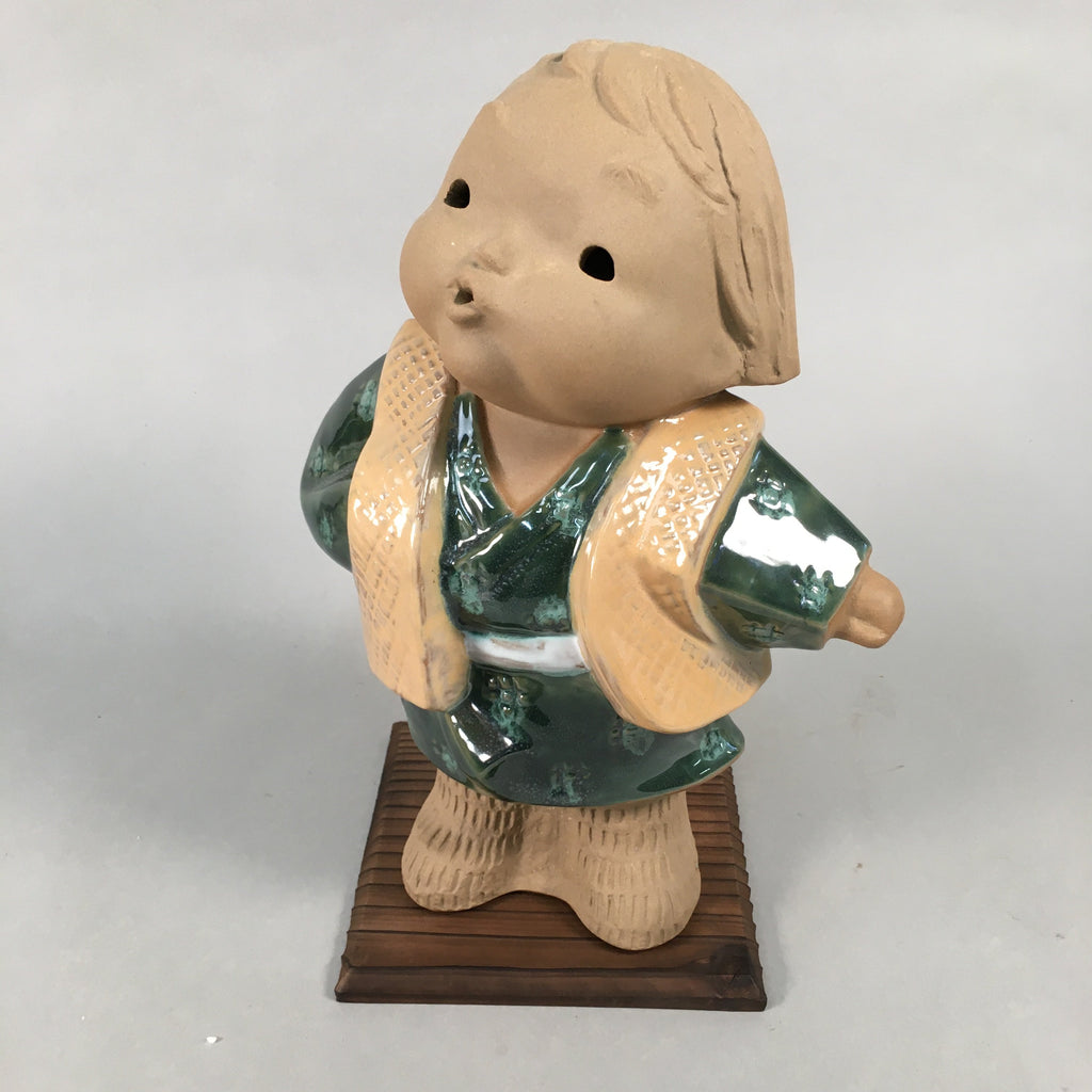 Japanese Kodomo Ceramic Vtg Tokoname ware Boy Doll Statue Pottery BD622