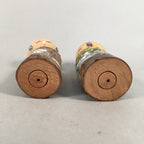Japanese Kokeshi Doll 2pc Vtg Wooden Figurine Traditional Kokeshi Set KF541