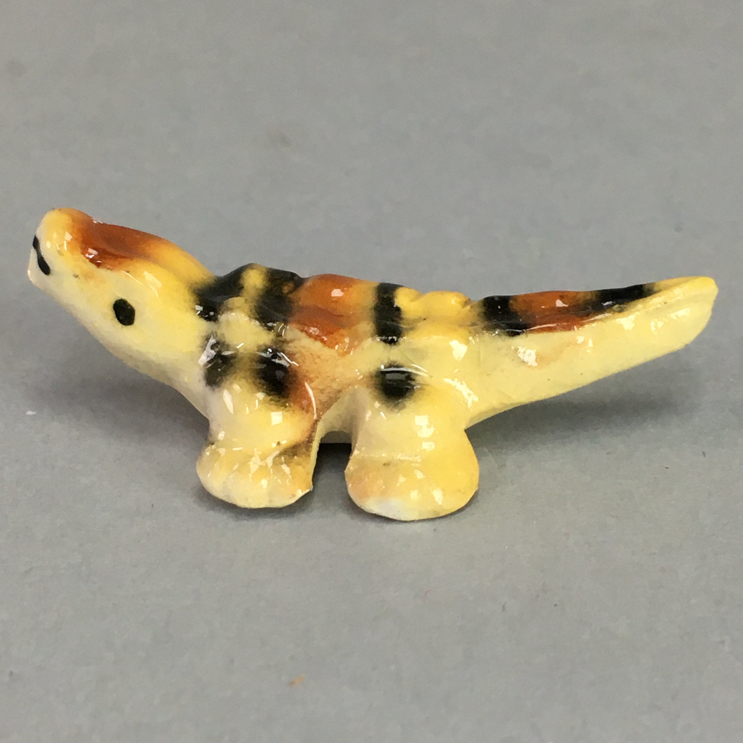 Japanese Kokeshi Doll Vtg Ceramic Figurine Crocodile Alligator Brown KF286