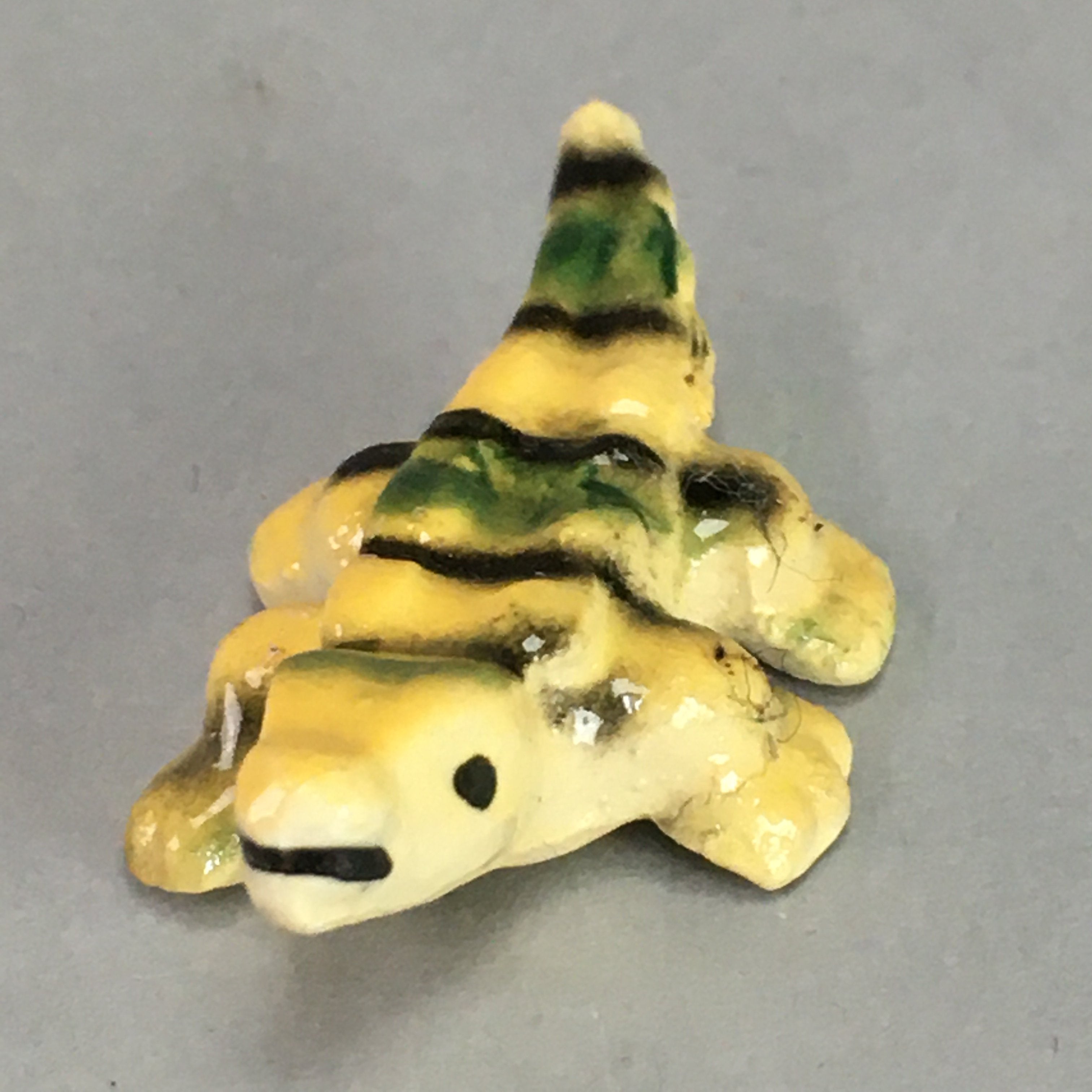 Japanese Kokeshi Doll Vtg Ceramic Figurine Crocodile Alligator Green KF287