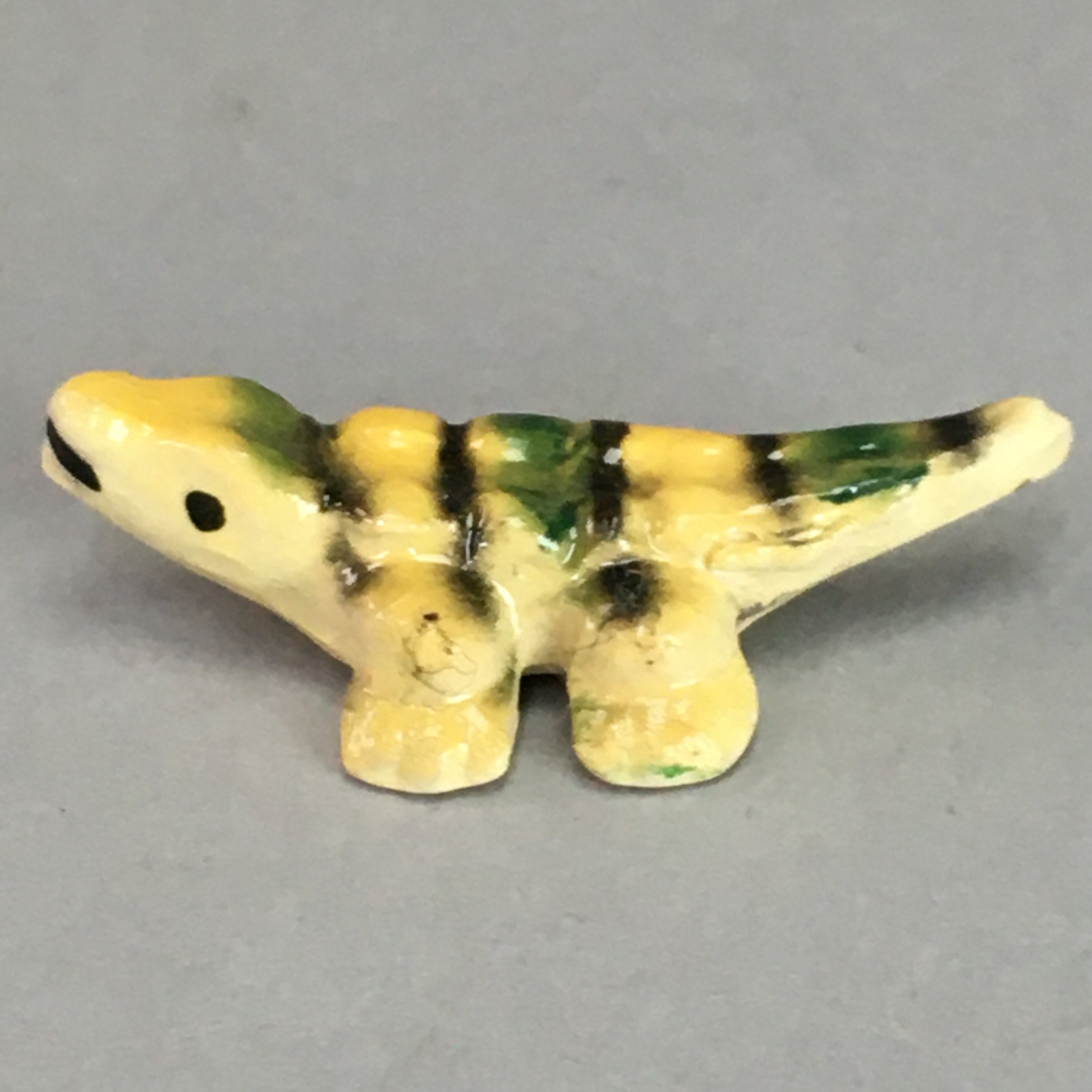 Japanese Kokeshi Doll Vtg Ceramic Figurine Crocodile Alligator Green KF287
