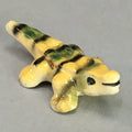 Japanese Kokeshi Doll Vtg Ceramic Figurine Crocodile Alligator Green KF287