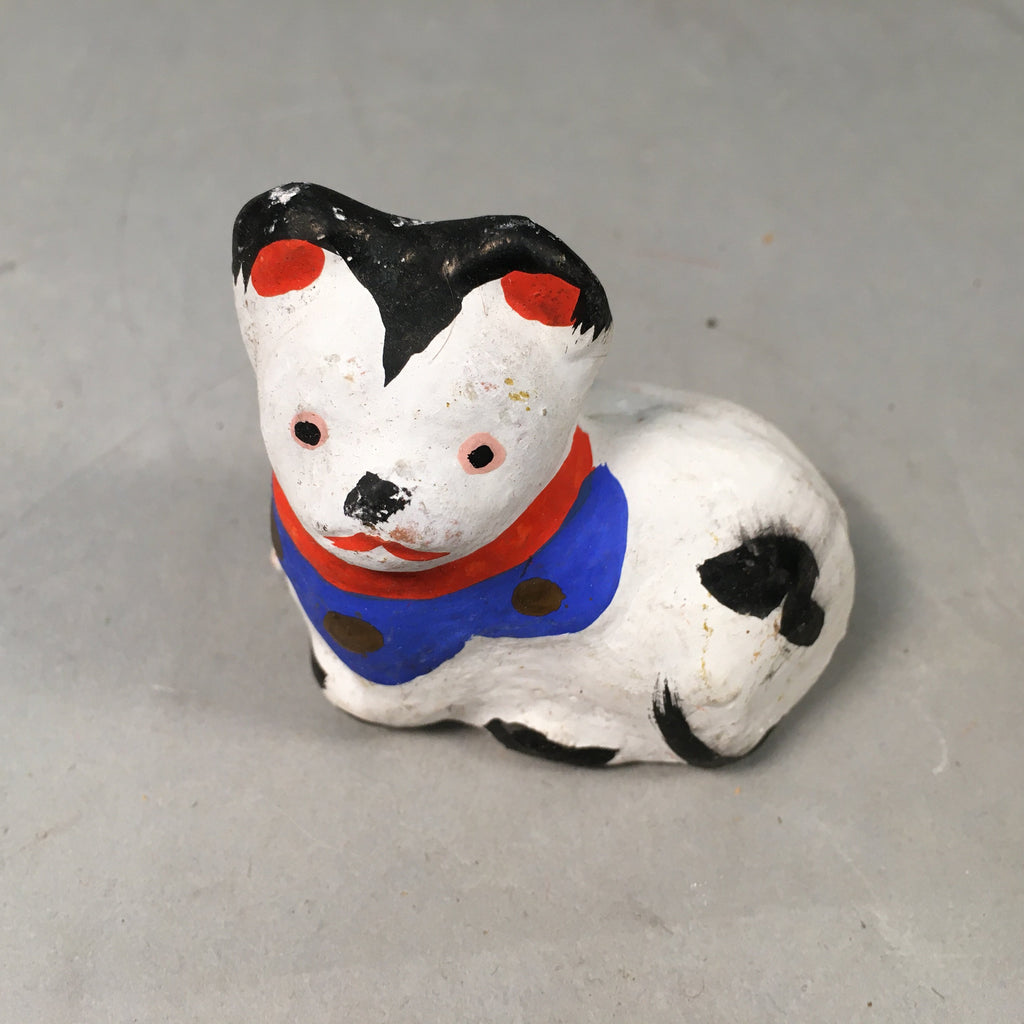 Japanese Kokeshi Doll Vtg Ceramic Figurine White Dog Otogiinu Inuhariko KF422