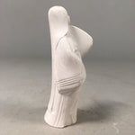 Japanese Kokeshi Doll Vtg Ceramic Figurine White Unglazed Kimono Woman KF395