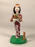 Japanese Kokeshi Doll Vtg Figurine Ainu Woman Kimono Tattoo Hokkaido KF355